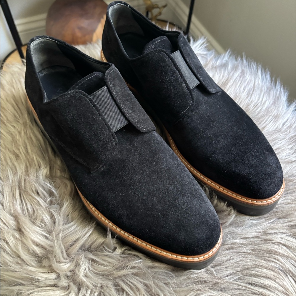Vince Davy Black Suede Loafers